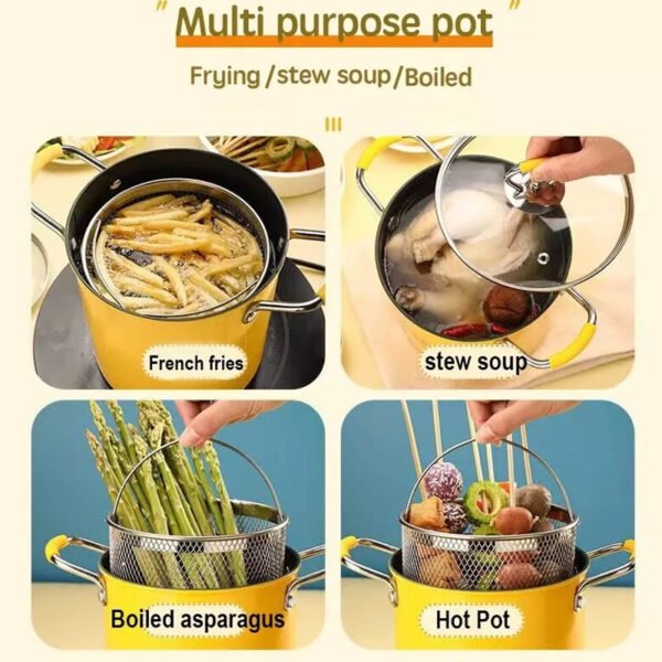 3L Deep Fryer Pot With Lid & Basket