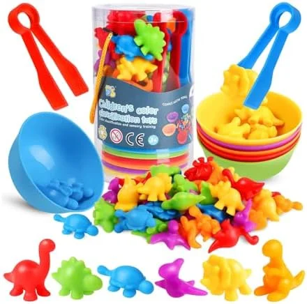 AMERTEER 48 Pcs Counting Dinosaurs Toys